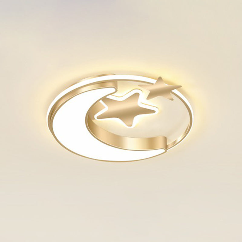 Lampada da soffitto per bambini Crescent e Star Lampada da letto in metallo con anello