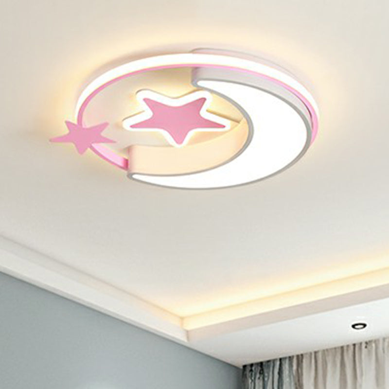 Lampada da soffitto per bambini Crescent e Star Lampada da letto in metallo con anello