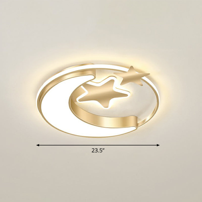 Lampada da soffitto per bambini Crescent e Star Lampada da letto in metallo con anello