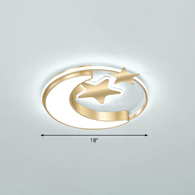 Lampada da soffitto per bambini Crescent e Star Lampada da letto in metallo con anello