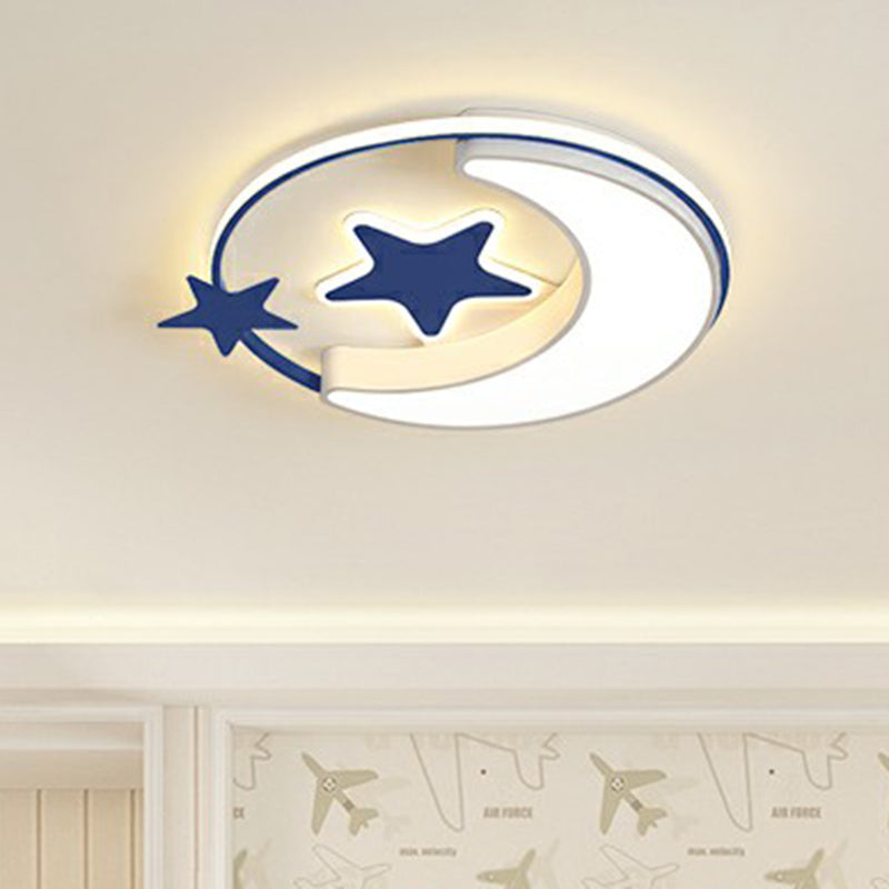 Lampada da soffitto per bambini Crescent e Star Lampada da letto in metallo con anello