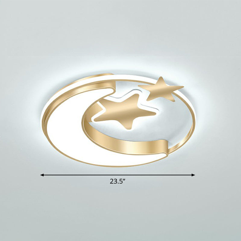 Lampada da soffitto per bambini Crescent e Star Lampada da letto in metallo con anello