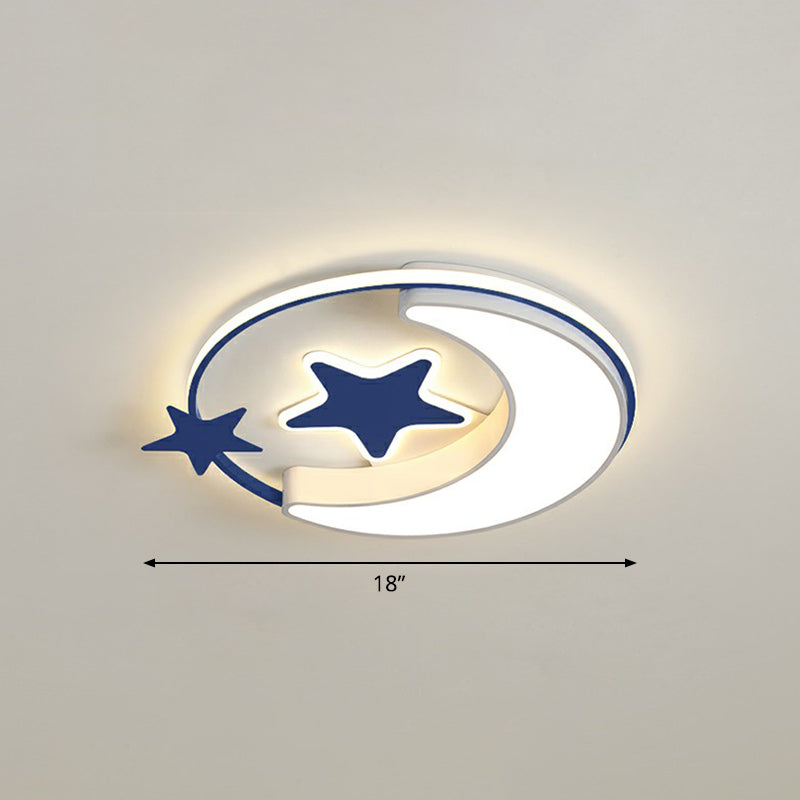 Lampada da soffitto per bambini Crescent e Star Lampada da letto in metallo con anello
