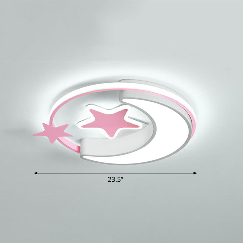 Lampada da soffitto per bambini Crescent e Star Lampada da letto in metallo con anello