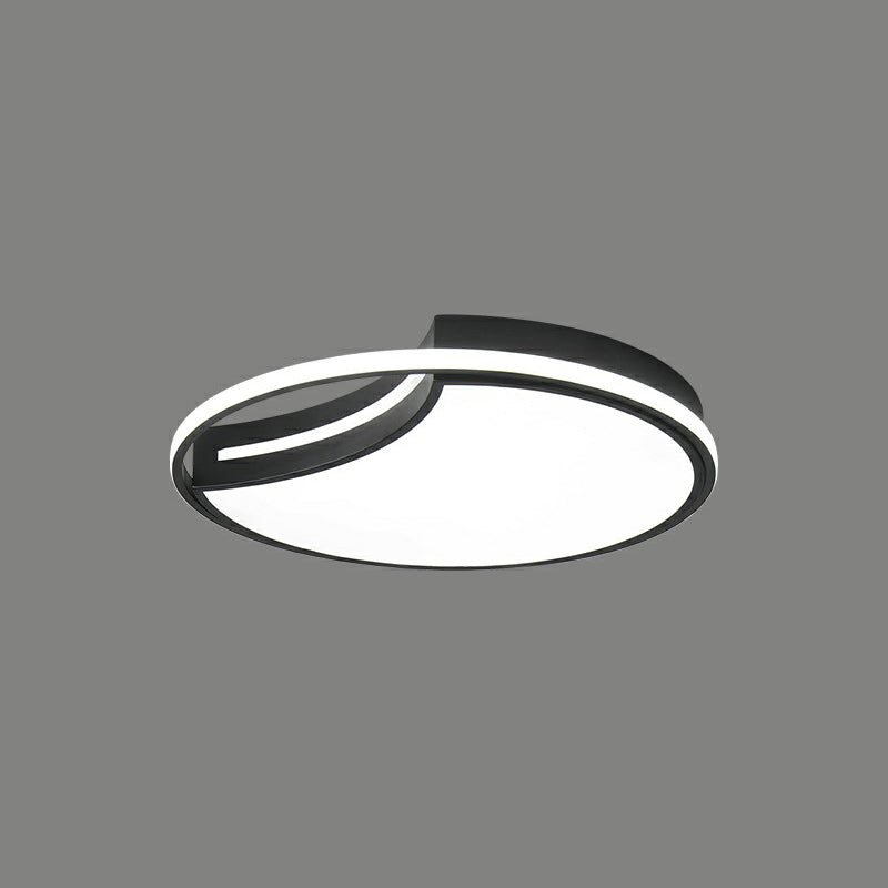 Minimalist Crescent LED Ceiling Flush Mount Acrylic Bedroom Flush Light Fixture with Halo Ring in Black