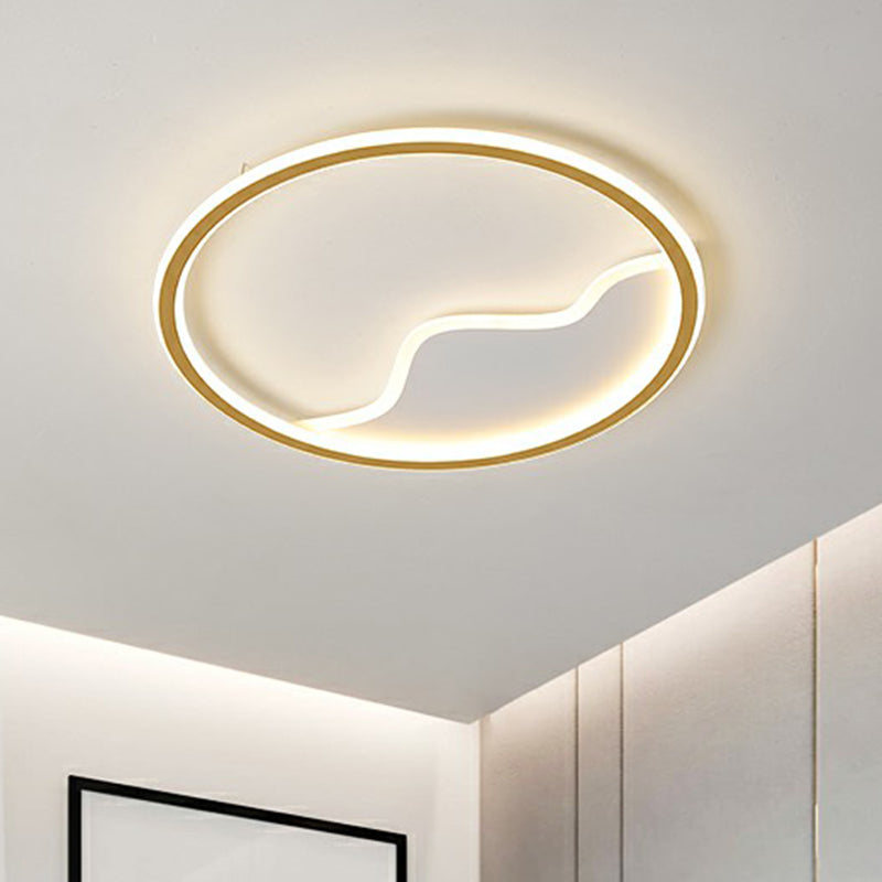 Mountain Mural Ceiling Lighting Minimalist Acrylic LED Flush Mount Fixture for Bedroom