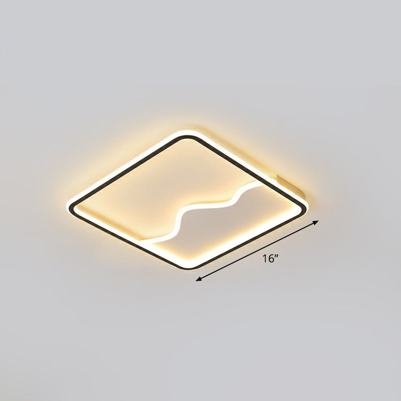 Mountain Mural Ceiling Lighting Minimalist Acrylic LED Flush Mount Fixture for Bedroom