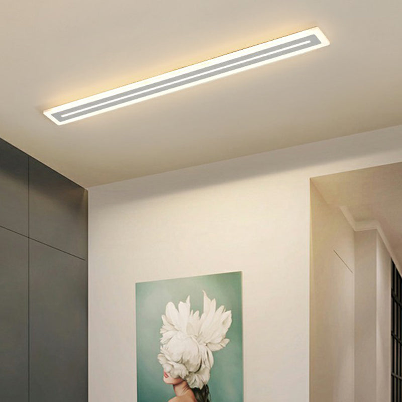 Ultrathin Strip Acrylic Ceiling Light Modern White LED Flush Mount Lighting for Foyer