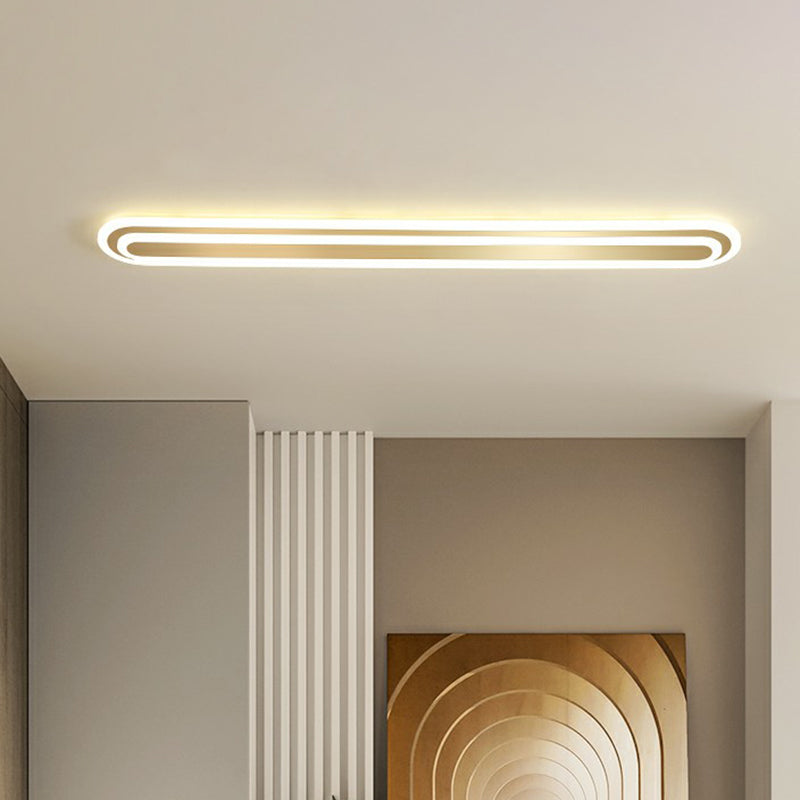 Gouden langwerpige LED-plafondarmatuur minimalisme acryl inbouwlamp voor slaapkamer