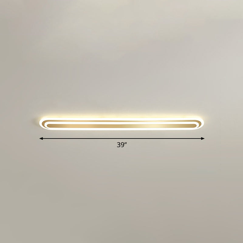 Gouden langwerpige LED-plafondarmatuur minimalisme acryl inbouwlamp voor slaapkamer