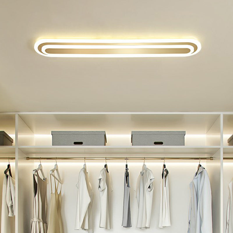 Gouden langwerpige LED-plafondarmatuur minimalisme acryl inbouwlamp voor slaapkamer