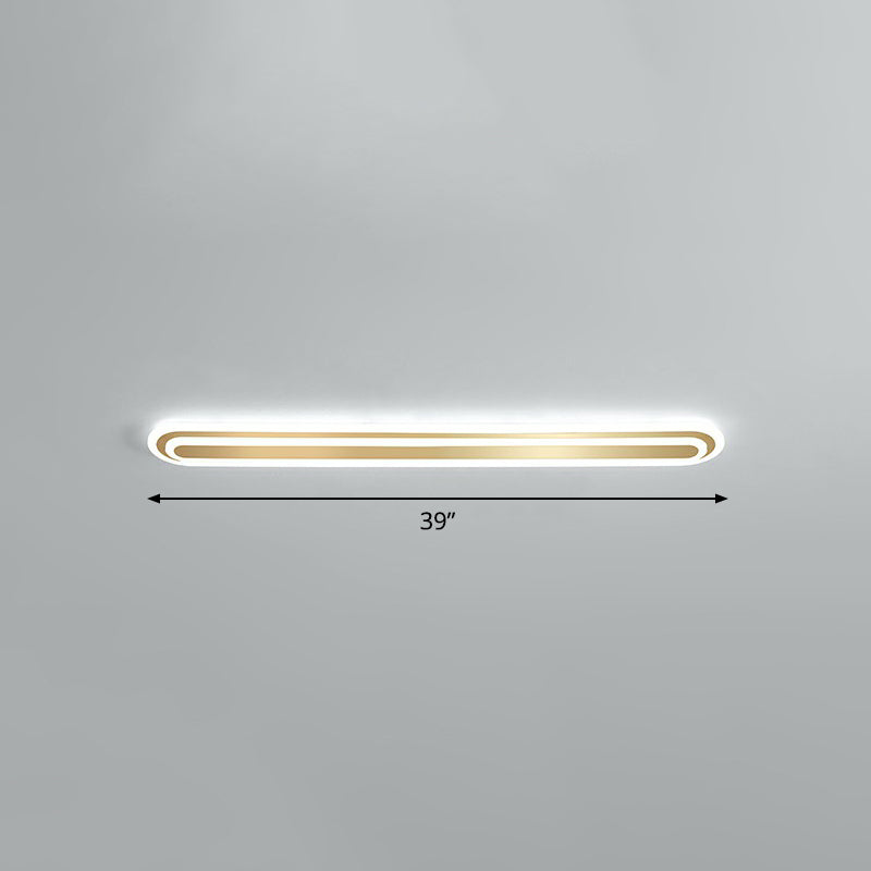Gouden langwerpige LED-plafondarmatuur minimalisme acryl inbouwlamp voor slaapkamer