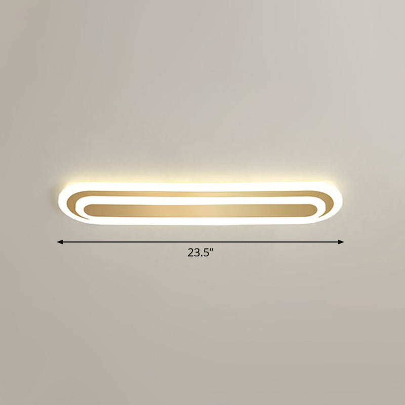 Gouden langwerpige LED-plafondarmatuur minimalisme acryl inbouwlamp voor slaapkamer