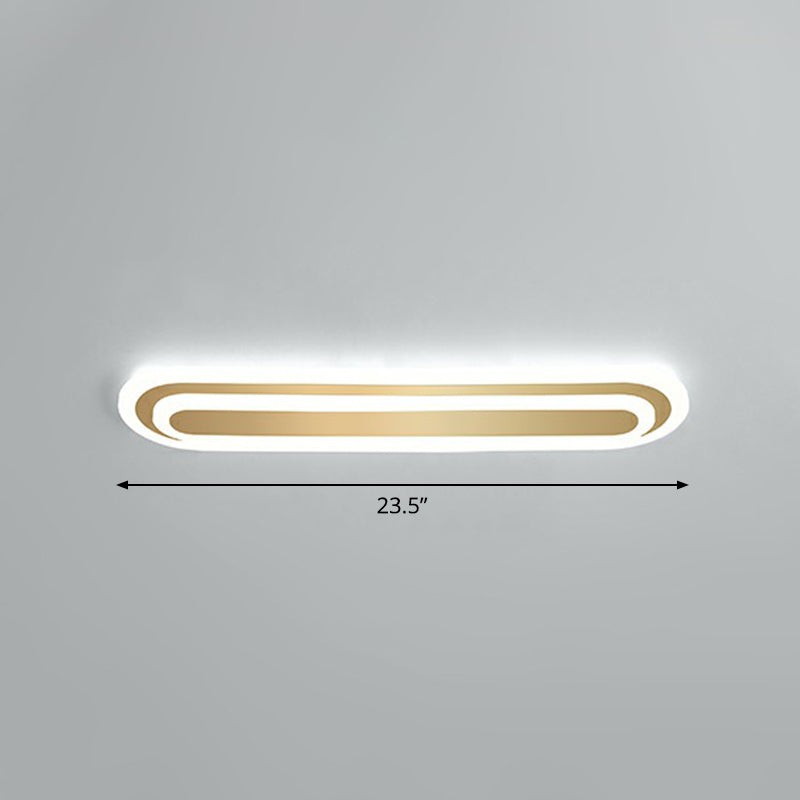 Gouden langwerpige LED-plafondarmatuur minimalisme acryl inbouwlamp voor slaapkamer