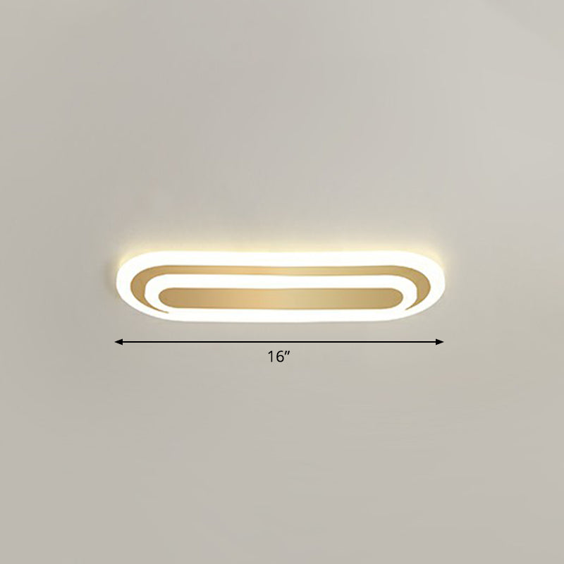 Gouden langwerpige LED-plafondarmatuur minimalisme acryl inbouwlamp voor slaapkamer