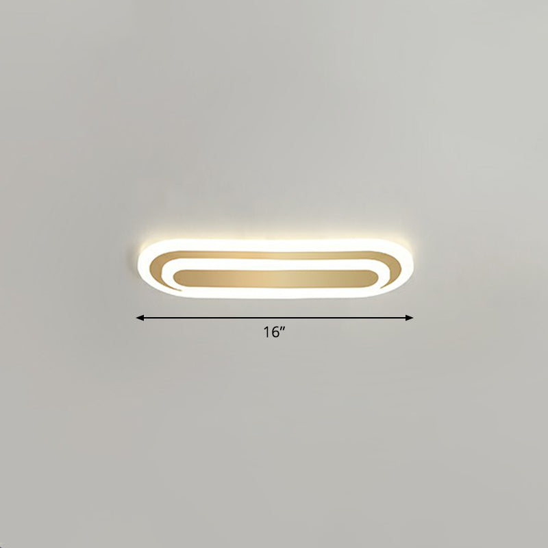 Gouden langwerpige LED-plafondarmatuur minimalisme acryl inbouwlamp voor slaapkamer