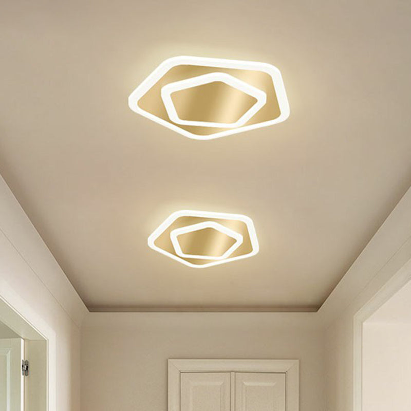 Geometric Shape Corridor Ceiling Light Acrylic Minimalism LED Flush Mount Fixture in Gold
