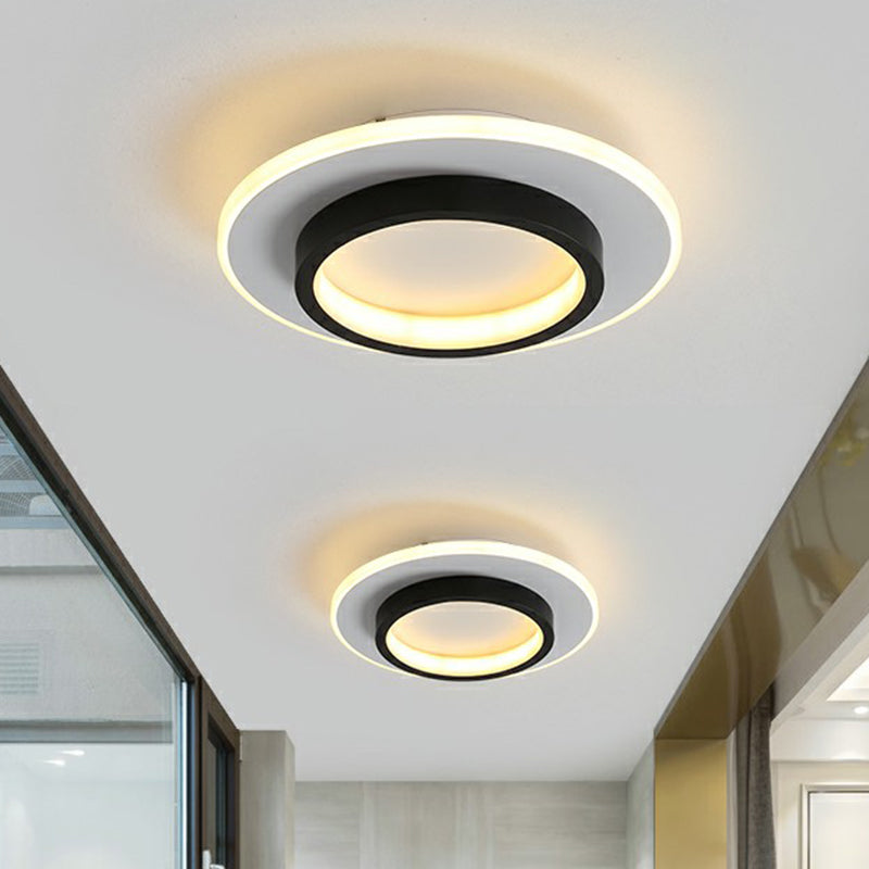 Black Finish Geometric LED Ceiling Flush Light Nordic Metal Flush Mounted Fixture for Aisle