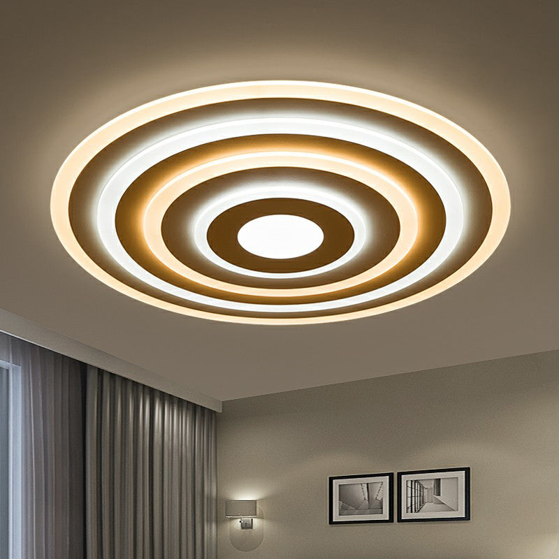 White Concentric Round Flushmount Simple Style Acrylic LED Flush Ceiling Light for Bedroom
