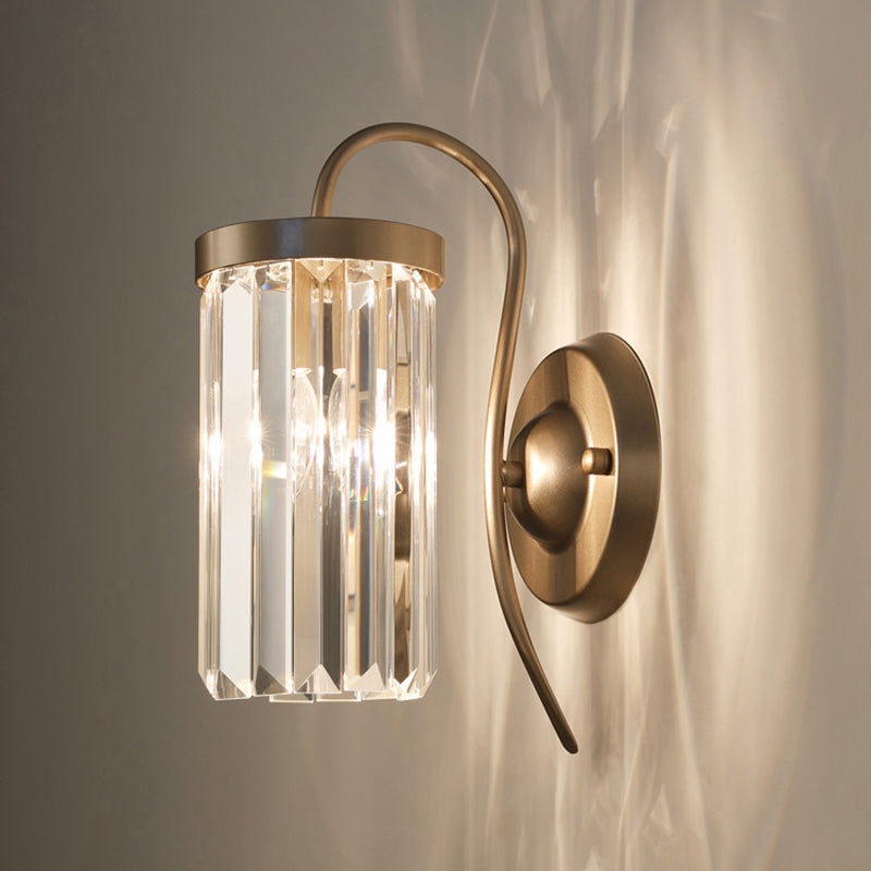 Zwaan nek wandlamp Moderne metalen wand sconce verlichte armatuur met cilindrische kristalschaduw
