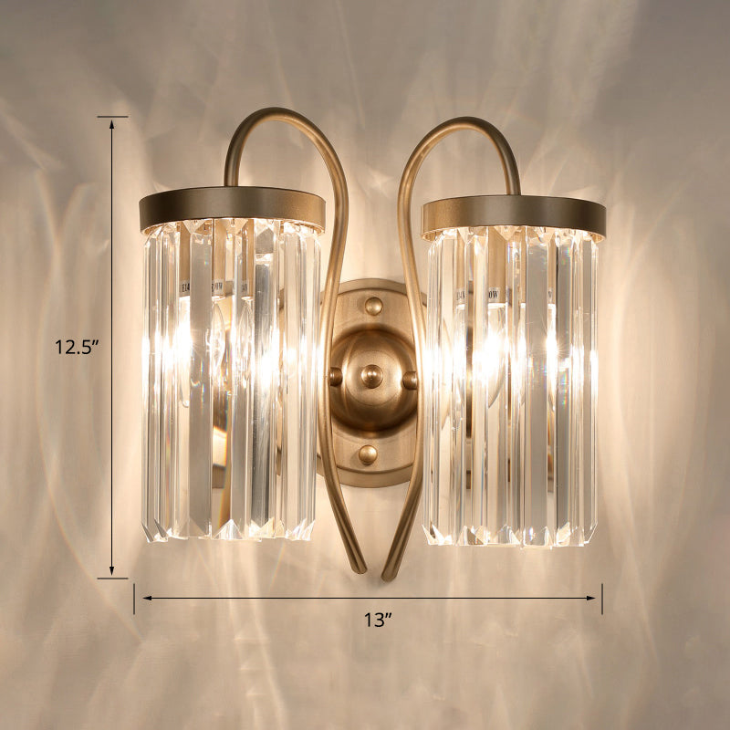 Zwaan nek wandlamp Moderne metalen wand sconce verlichte armatuur met cilindrische kristalschaduw