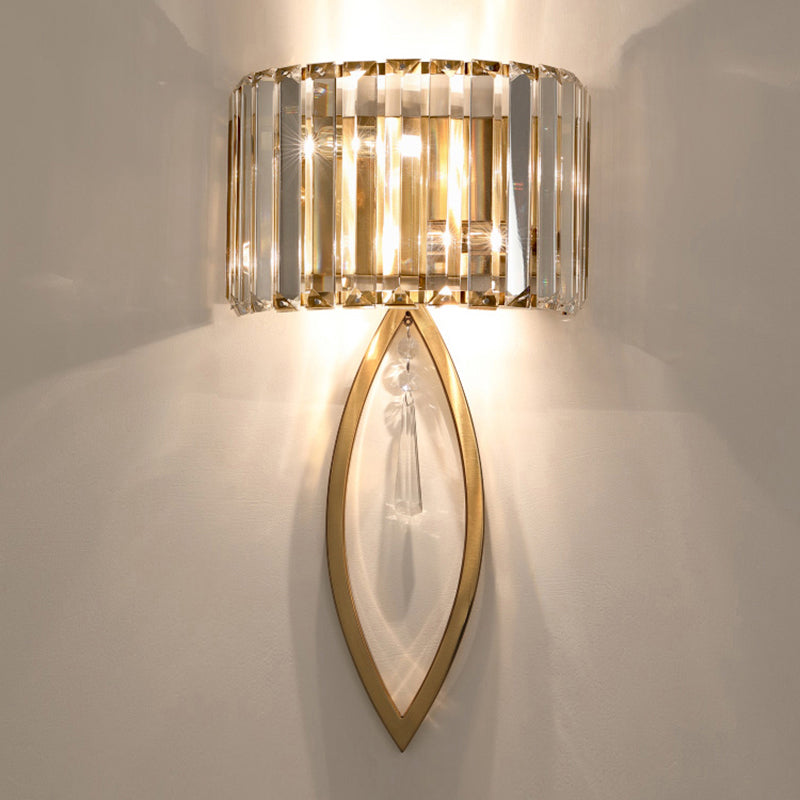 Arc Prismatic Crystal Sconce Light Modern 2-Bulb Gold Flush Mount Wall Light voor gangpad