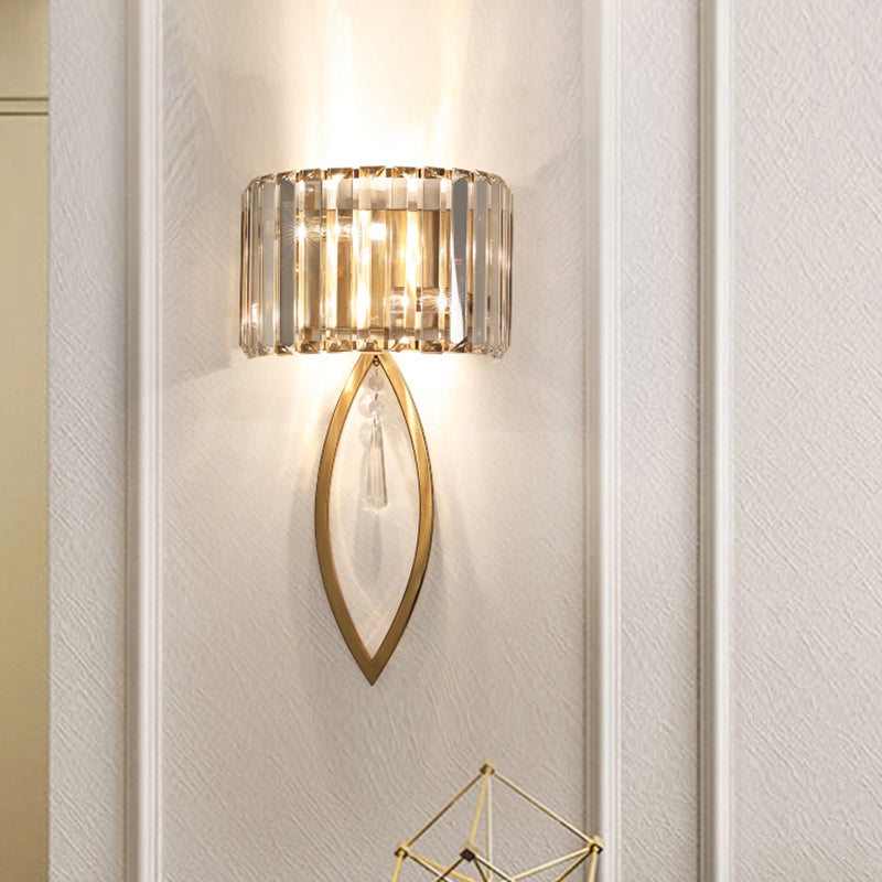 Arc Prismatic Crystal Sconce Light Modern 2-Bulb Gold Flush Mount Wall Light voor gangpad