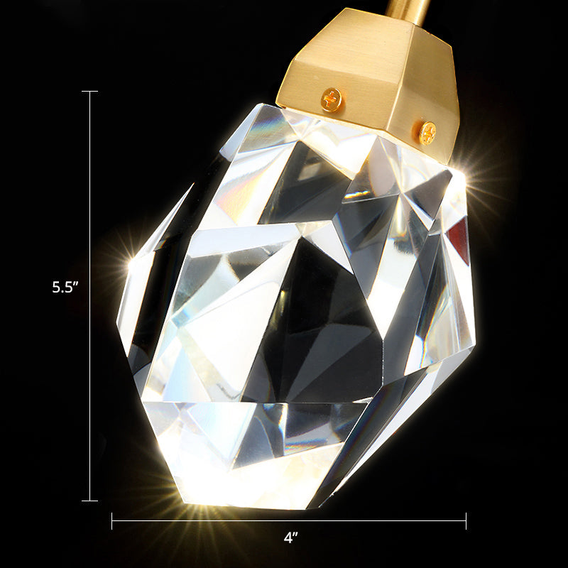 Beveled K9 Crystal Gem Shaped Wall Lamp Simplicity LED Sconce Light Fixture for Bedroom