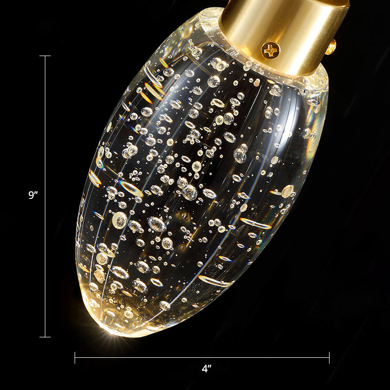 Seedy Crystal Fruit LED Pendant Light Simple Style Golden Suspension Lamp for Bedroom