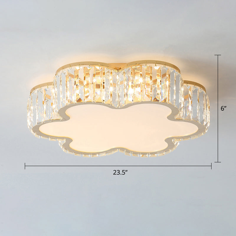 Champagne Geometric Shape Flushmount Light Simple Style Crystal LED Flush Ceiling Light