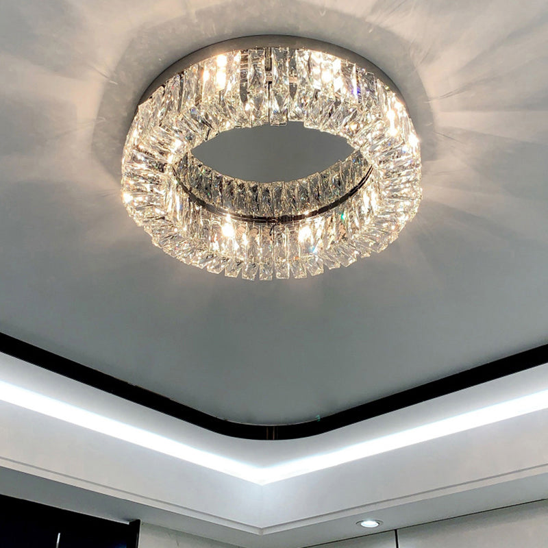 Beveled Cut Crystal Ring Flush Light Halterung Einfache Style Flush Mount Ceiling Light für Schlafzimmer