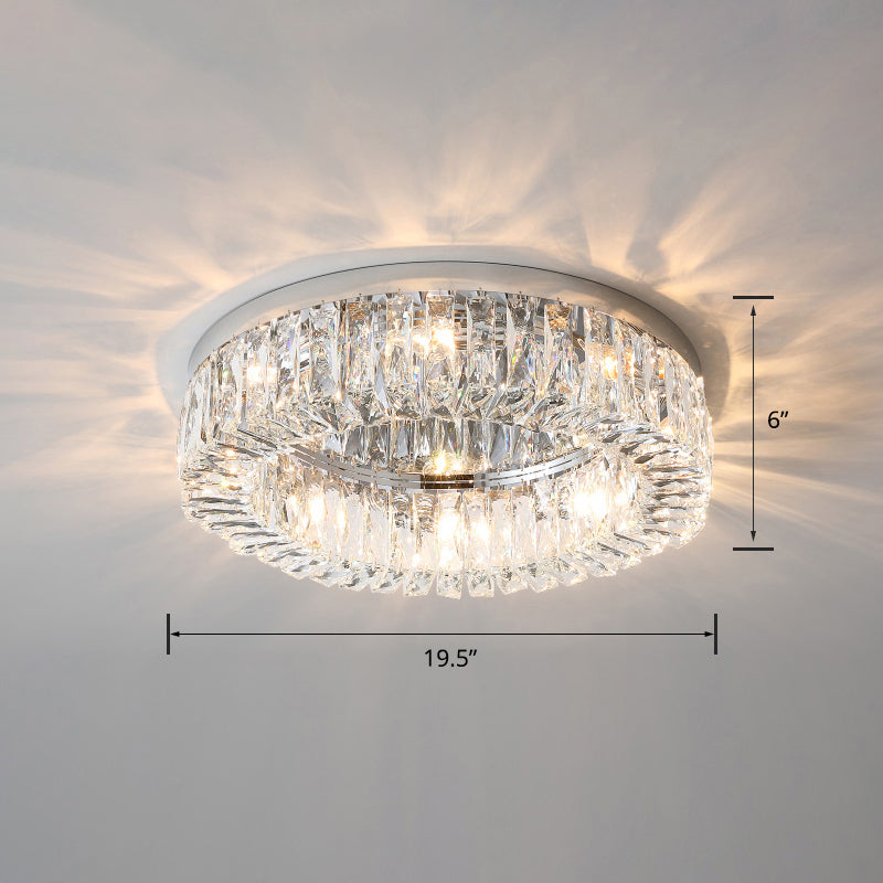 Beveled Cut Crystal Ring Flush Light Halterung Einfache Style Flush Mount Ceiling Light für Schlafzimmer
