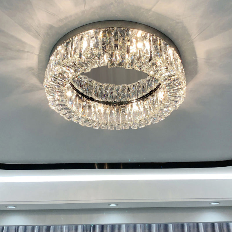 Beveled Cut Crystal Ring Flush Light Halterung Einfache Style Flush Mount Ceiling Light für Schlafzimmer