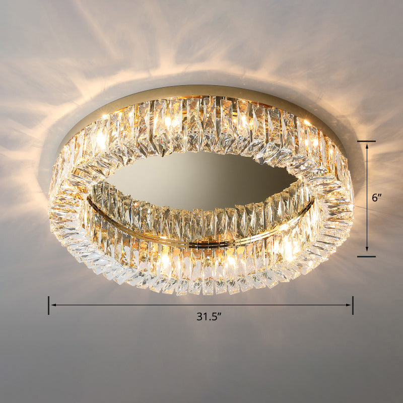 Beveled Cut Crystal Ring Flush Light Halterung Einfache Style Flush Mount Ceiling Light für Schlafzimmer