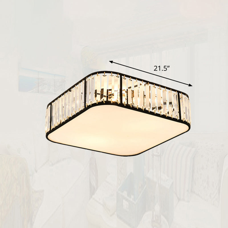 Plafonnier encastré pour chambre à coucher, plafonnier minimaliste avec abat-jour carré en cristal