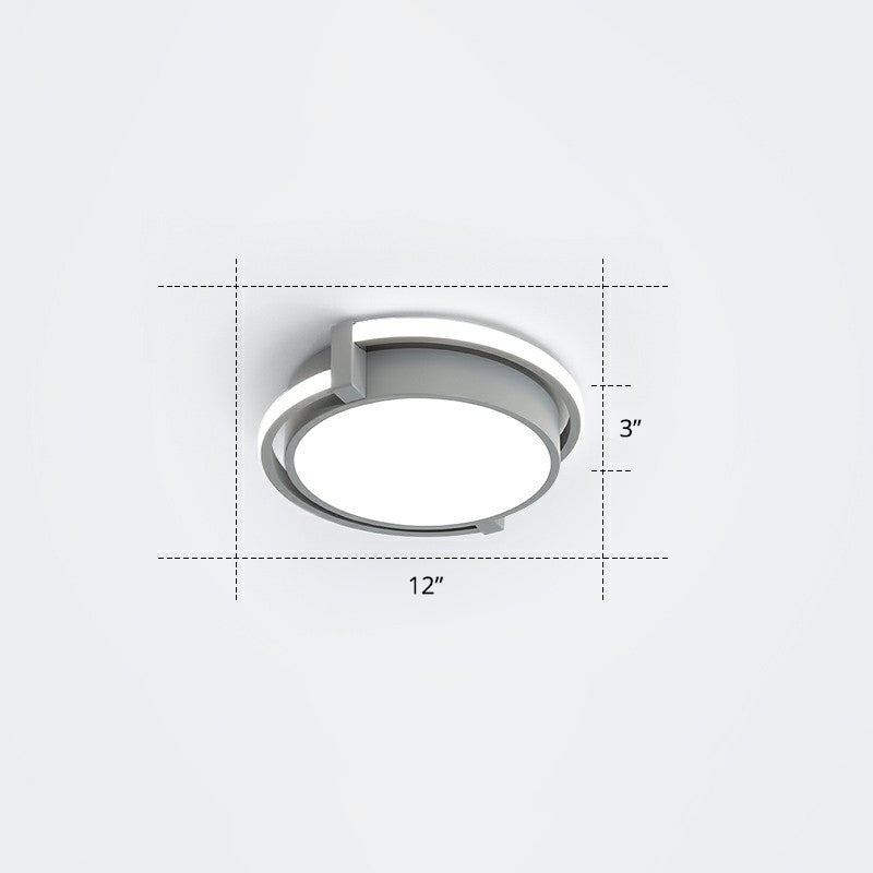 Nordic Circle LED Flush Mount Fixture Metal Corridor Ceiling Mount Light with Acrylic Diffuser