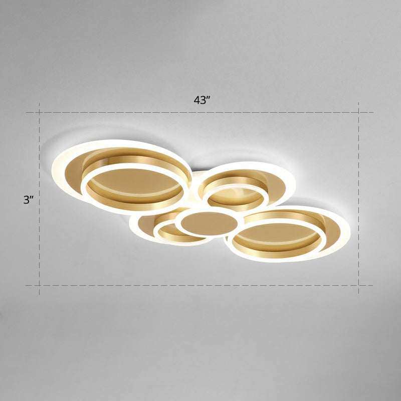 Metallic Ring Shaped Flushmount Licht Zeitgenössische Gold Finish LED Deckenhalterung Licht