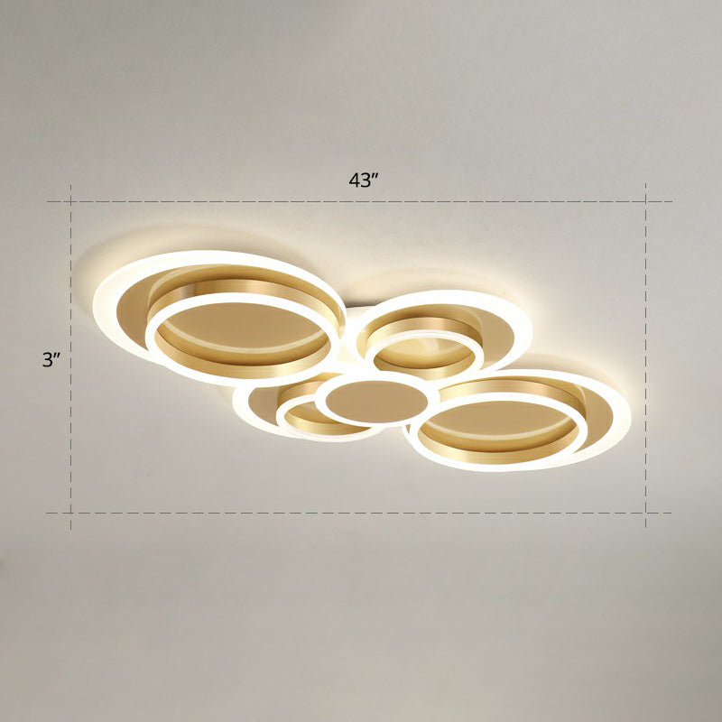 Metallic Ring Shaped Flushmount Licht Zeitgenössische Gold Finish LED Deckenhalterung Licht