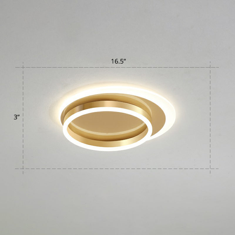 Metallic Ring Shaped Flushmount Licht Zeitgenössische Gold Finish LED Deckenhalterung Licht