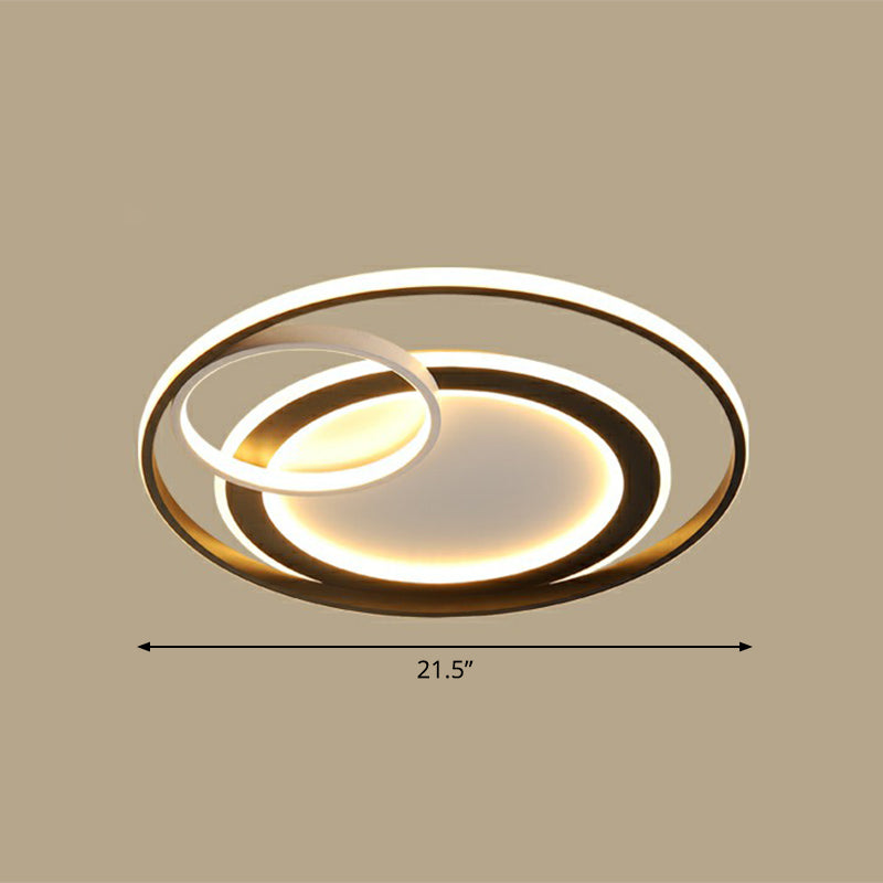 Minimalistische LED-Einbauleuchte mit 3 Ringen für Schlafzimmerdeckeneinbau aus Acryl in Schwarz