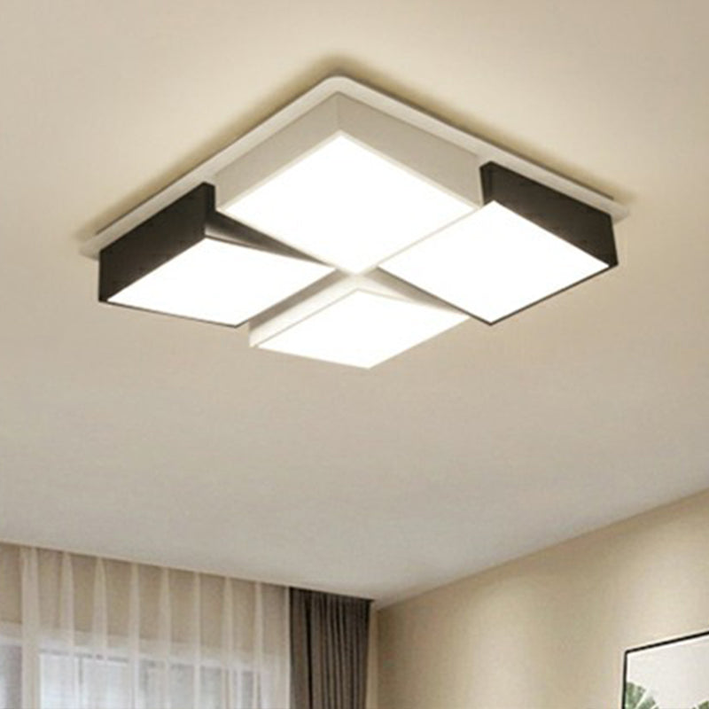 Slaapkamer plafondmontage verlichting moderne zwarte inbouw met geometrische acryl kap