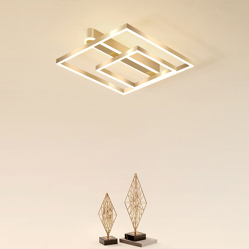 Quadratische Unterputz-Deckenleuchte, einfache Acryl-Gold-LED-Unterputzleuchte für Schlafzimmer