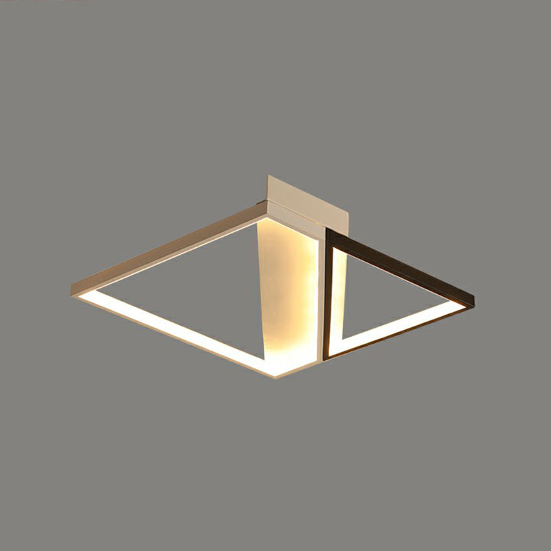 Black and White Frame LED Flushmount Lighting Minimalism Metal Ceiling Flush Light for Bedroom