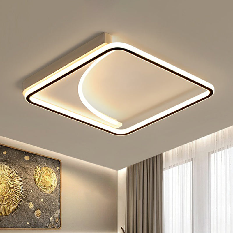 Minimalistic Ceiling Flush Light Black Square LED Flush Mount Fixture with Acrylic Shade