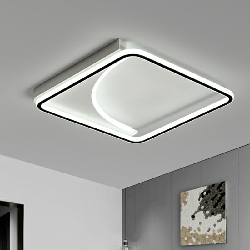 Minimalistic Ceiling Flush Light Black Square LED Flush Mount Fixture with Acrylic Shade