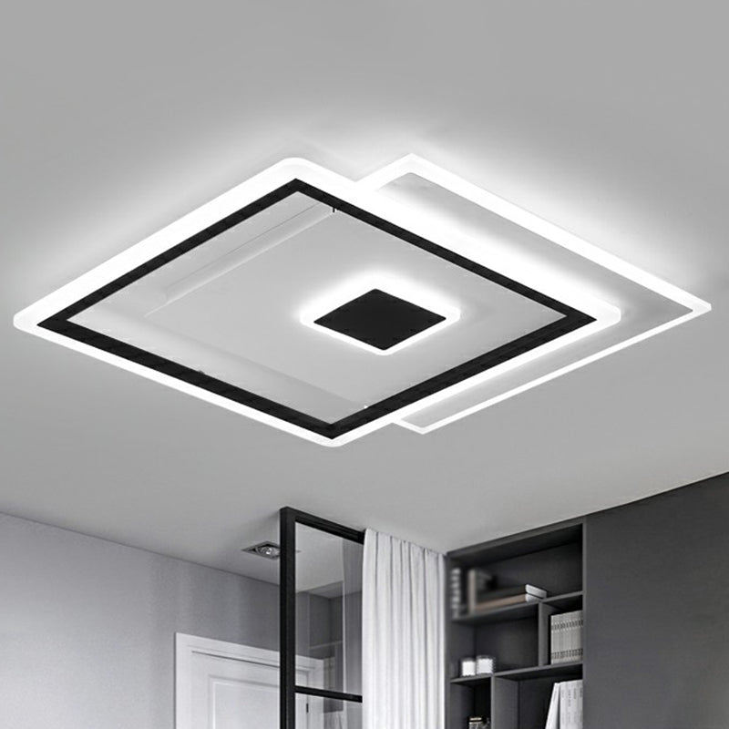 Quad Bedroom LED Ceiling Lamp Acrylic Simplicity Flush Mounted Lighting in Black