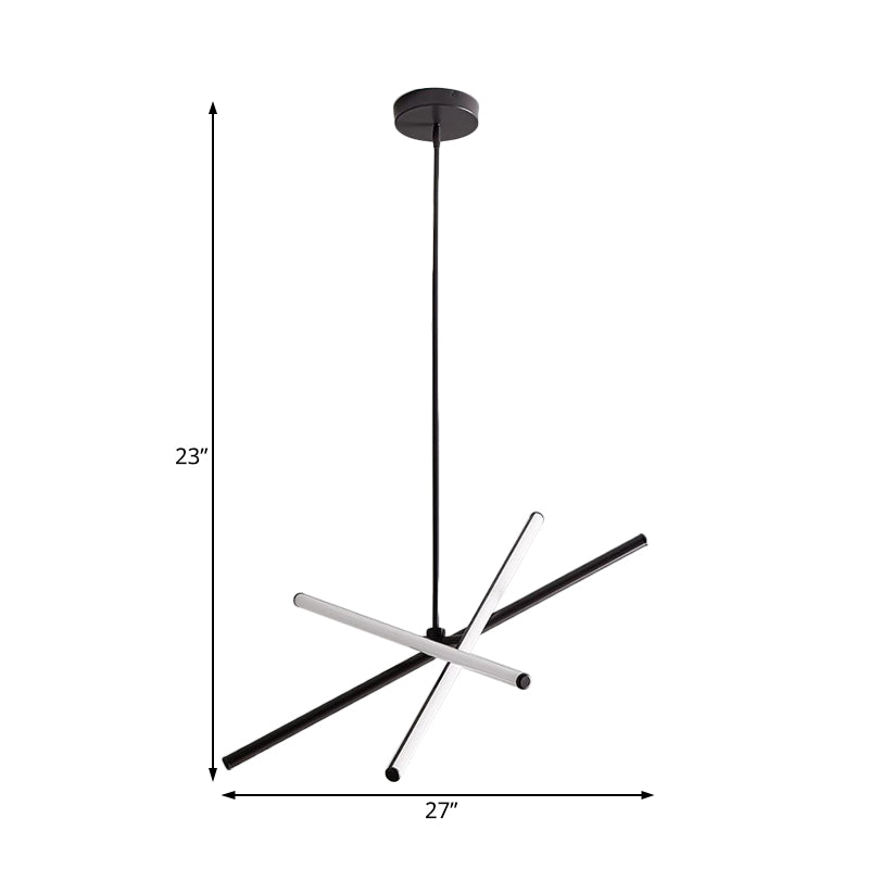 Lampadante a pendente in metallo lineare Lampada a soffitto appeso a LED Nero/oro per camera da letto in luce calda