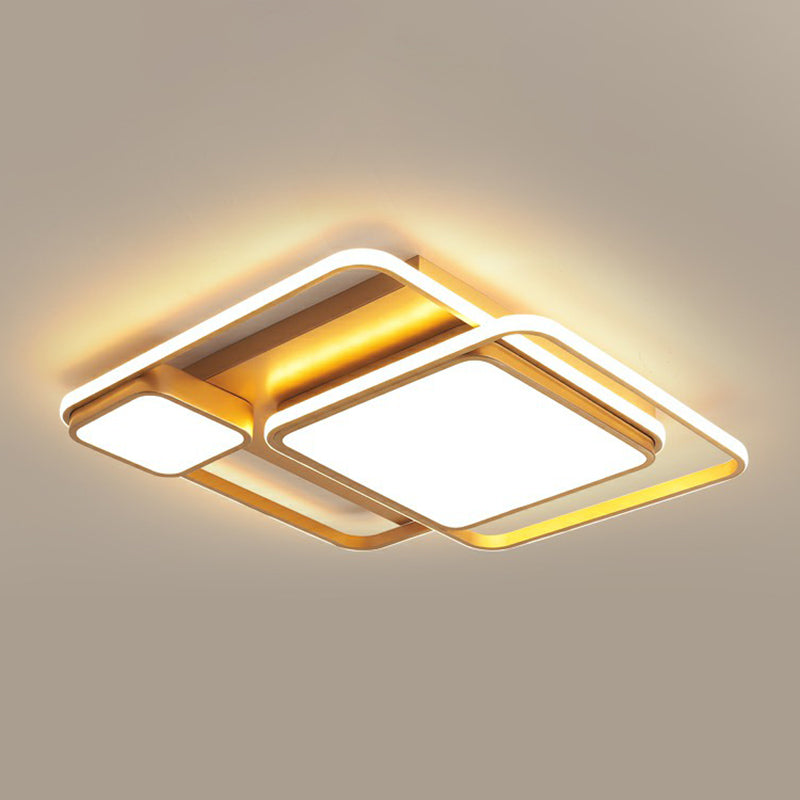 Goldene, mehreckige Deckenleuchte, minimalistische LED-Einbauleuchte aus Acryl