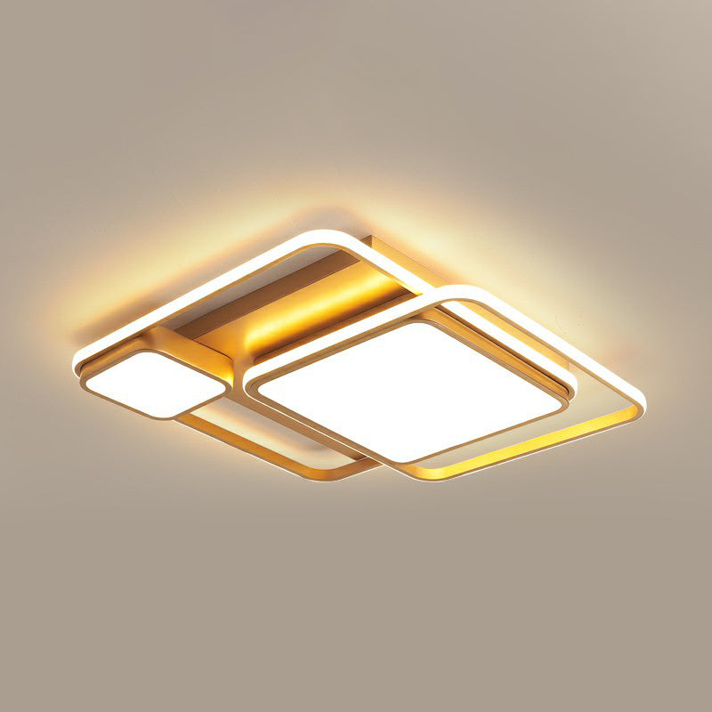 Goldene, mehreckige Deckenleuchte, minimalistische LED-Einbauleuchte aus Acryl