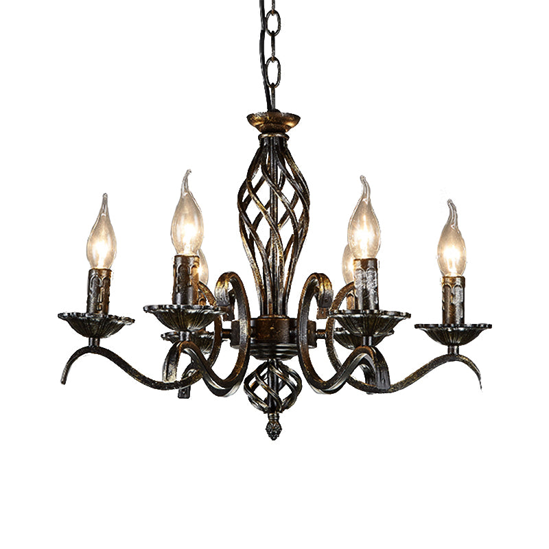 Kerzenhängerlampe traditionelle Metall 6 Lampen Black Kronleuchter Anhänger Licht für Kücheninsel